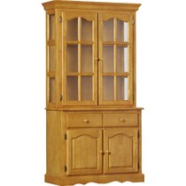 Lisbon solid rubberwood lighted china outlet cabinet